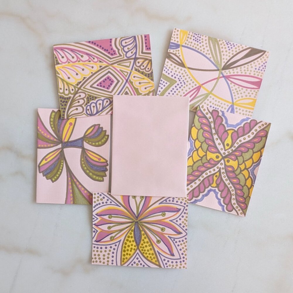 Set of 5 Assorted Original Hand-Drawn Greeting Cards | Acrylic Marker Art on Car